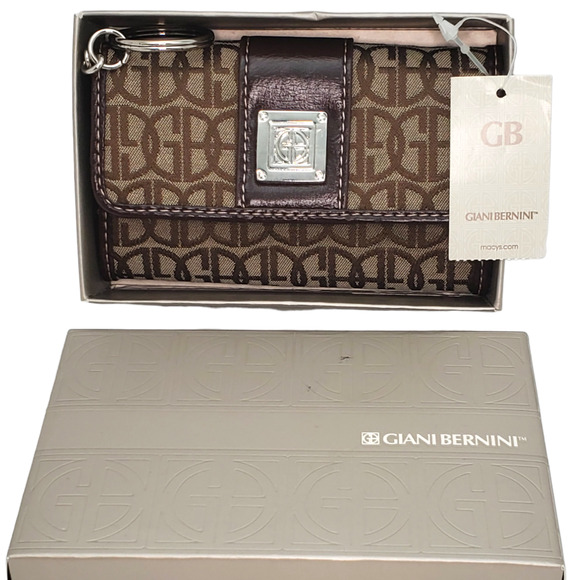 Giani Bernini Block Signature Womens Small Wallet Brown 4.5" - Picture 2 of 10